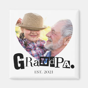 Opa Oprichtte Foto Hart Frame Liefde Magneet
