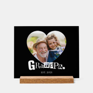 Opa Oprichtte Grootvader Hart Foto Cadeau Acryl Bord