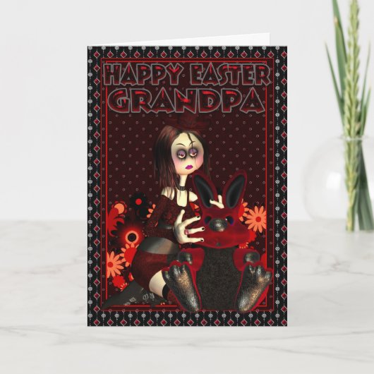 Opa Pasen Kaart - Gothic Rock Chick and Easter (Voorkant)
