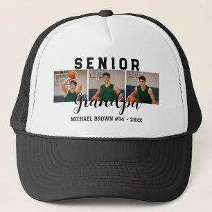 Opa senior aangepaste 3 foto collage basketbal trucker pet