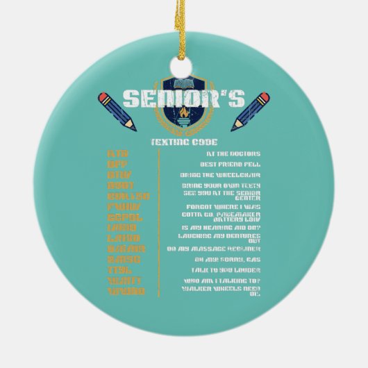  opa Senior Texting Code Funny Ouderen Keramisch Ornament (Achterkant)