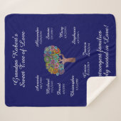 Opa Tree floral, White on Blue, 10 namen/data Sherpa Deken (Voorkant (horizontaal))