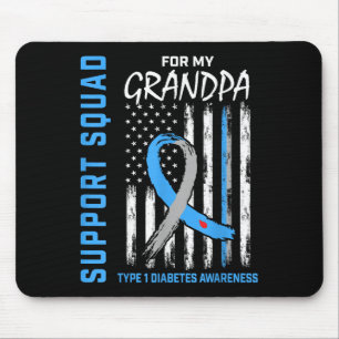 Opa Type 1 Diabetes Shirt USA Vlag Ondersteuning S Muismat