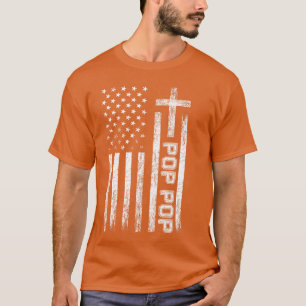 Opa USA Amerikaanse Vlag Kruis Christelijke Opa  T-shirt