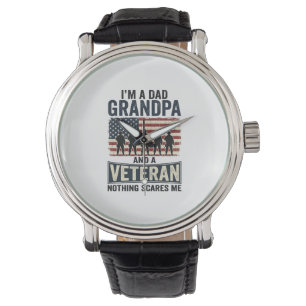 Opa Vader Veteraan Patriottisch Vintage T-shirt On Horloge
