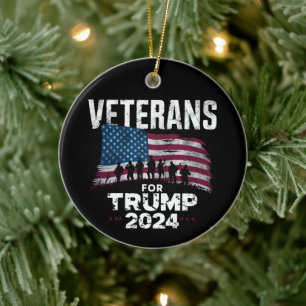 Opa Vader Veteranen Voor Trump 2024 Amerikaanse Vl Keramisch Ornament