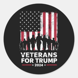 Opa Vader Veteranen Voor Trump 2024 Amerikaanse Vl Ronde Sticker