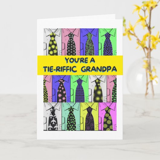 Opa Vaderdag Stropdas-verharde Shirten en Stropdas Kaart (Gele Bloem)