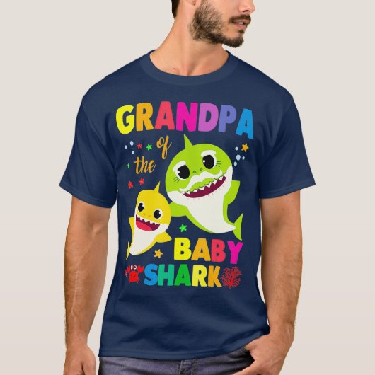 Opa van de Baby haaiendag opa haai T-shirt (Voorkant)