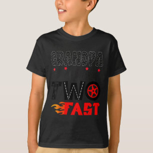 Opa van de twee snelle 2e verjaardag jongen racen  t-shirt