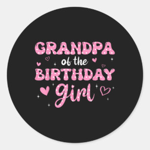 Opa van de verjaardag Roze Meisje Matching familie Ronde Sticker