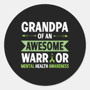 Opa van een Geweldige krijger Mental Health Aware Ronde Sticker