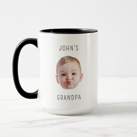 Opa Verjaardag, Baby Gezicht Dady Gift, Aangepast  Mok (Links)