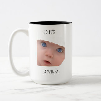 Opa verjaardag, babyface papa cadeau, op maat gema tweekleurige koffiemok