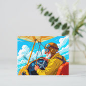 Opa vliegt met vliegtuig feestdagenkaart (Staand voorkant)