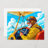 Opa vliegt met vliegtuig feestdagenkaart (Voorkant / Achterkant)