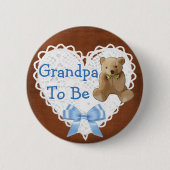 Opa voor bruin en blauw Baby shower Button (Voorkant)
