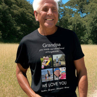 Opa We houden van je Foto Persoonlijk Zwart T-shirt