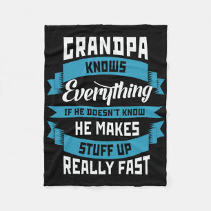 Opa weet alles grappig Vader & #; s Day Kosten Fleece Deken