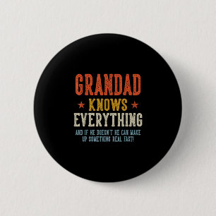 Opa weet alles vaderdag retro ronde button 5,7 cm
