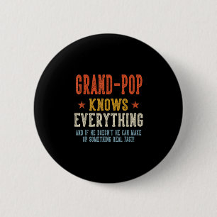 Opa weet alles vaderdag retro ronde button 5,7 cm