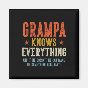 Opa weet alles vaderdag retro vintage magneet
