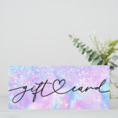  opaal achtergrond nep glitters cadeaubon (Staand voorkant)