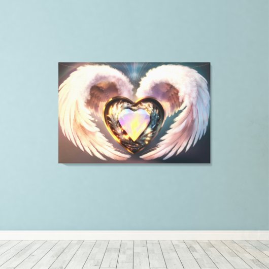 *~* Opaal Hart Engel Vleugels Topaz AP78 Canvas Afdruk (Insitu (Houten vloer))