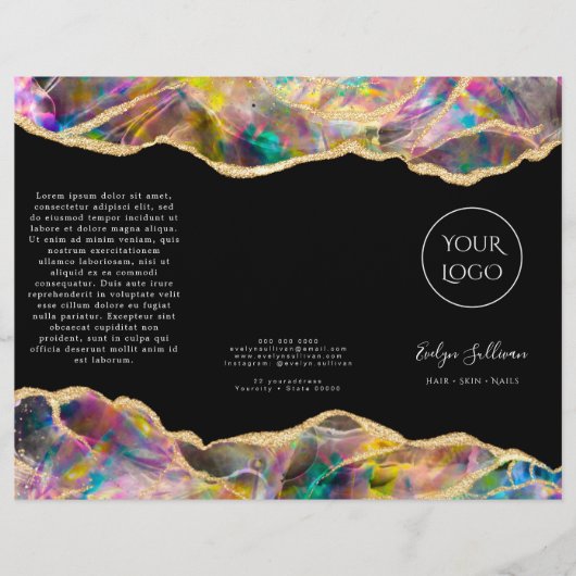 Opaal ontwerp op zwarte brochure (Voorkant)