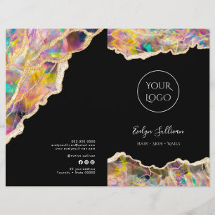 Opaal ontwerp op zwarte diensten menubrochure