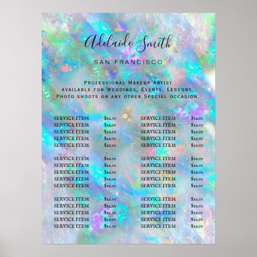 opaal ontwerp prijstafel poster (Voorkant)