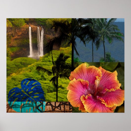 Opaeka'a Herfsten, Kauai Hawaiian Collage Poster (Voorkant)