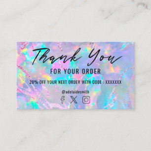 Opal achtergrond paarse folie dank u visitekaartje