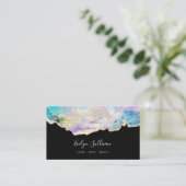 Opal bleu sur carte de visite noir (Debout devant)