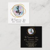 *~* Opal Capricorn Goddess Mermaid Gold Geometric Vierkante Visitekaartje (Voorkant / Achterkant)
