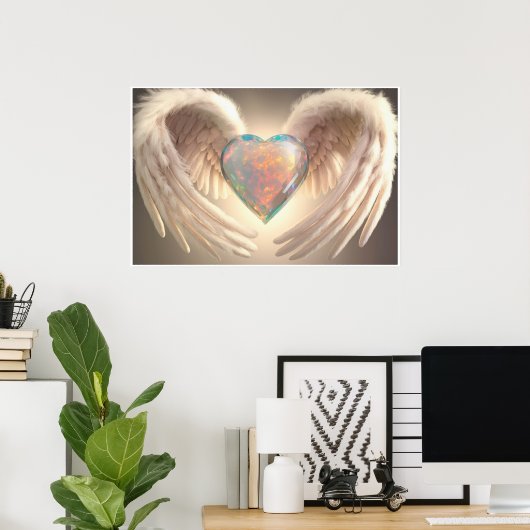 *~*~ Opal Crystal Heart Angel Wings AP78 Poster (Thuiskantoor)