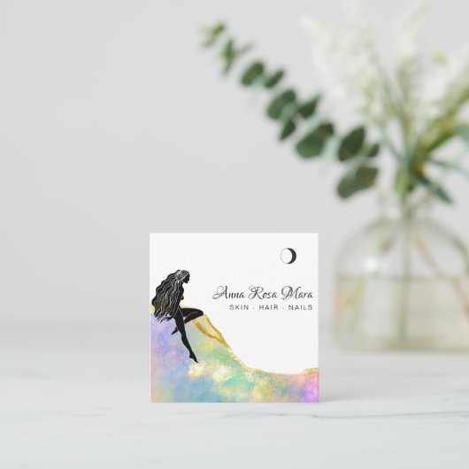 *~* Opal Crystal Woman Gold Glutter QR Vierkante Visitekaartje (Staand voorkant)