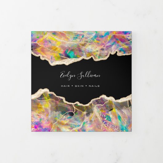 Opal Design on Black Trifold Brochure Drieluik Kaart (Cover)