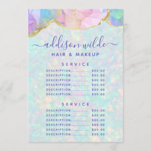 Opal edelsteen pastel bedrijfs prijslijst menu