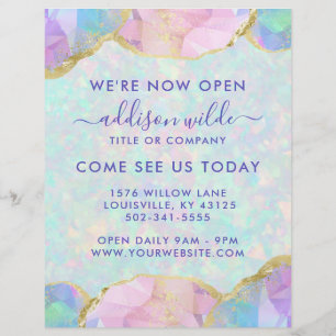 Opal Edelsteen Pastel Moderne Zakelijke Openingsfo Flyer