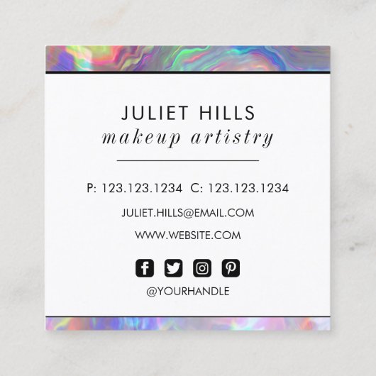 Opal Edged Visitekaartje (Achterkant)