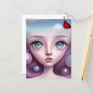 Opal Eyes Cardinaal Girl Briefkaart