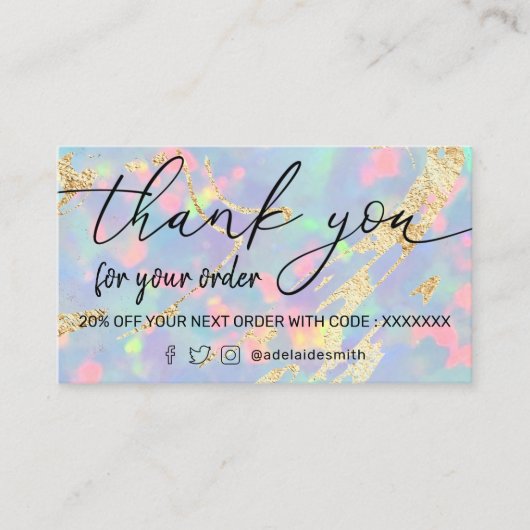 opal gem arrière - plan merci carte de visite (Devant)