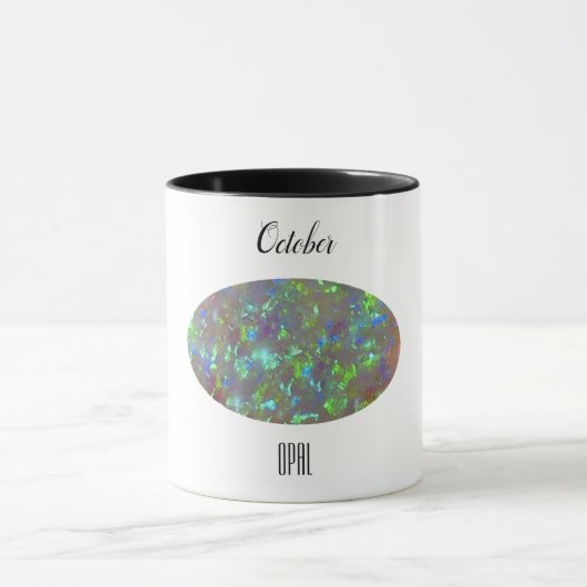 Opal Gem Toutes les couleurs Café Mug Octobre Birt (Centre)