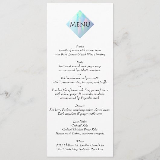 Opal Gemstone Elegant Modern Menu (Voorkant)