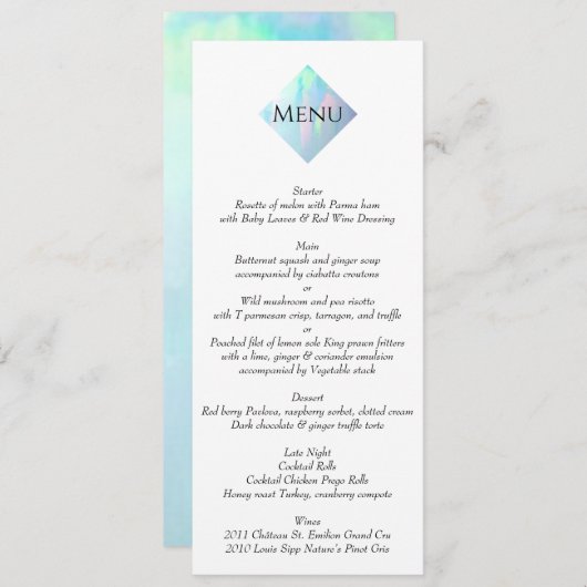 Opal Gemstone Elegant Modern Menu (Voorkant / Achterkant)