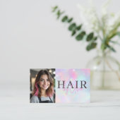 Opal Glitter Hair Stylist Photo QR Code  Visitekaartje (Staand voorkant)