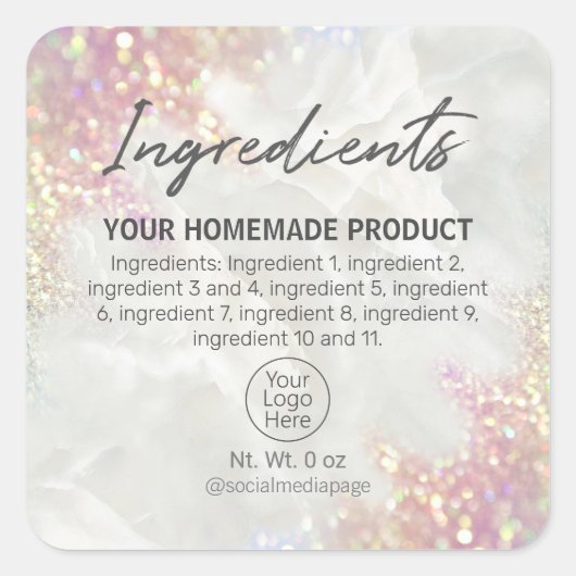 Opal glitter op marmer Ingredient Labels (Voorkant)