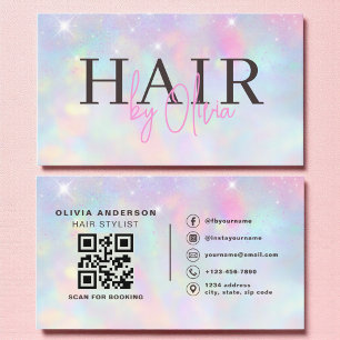 Opal Glitter QR Code Haarstylist Modern Visitekaartje