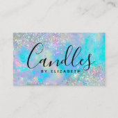 Opal Glitter Script Candle Maker Visitekaartje Contactkaartje (Voorkant)